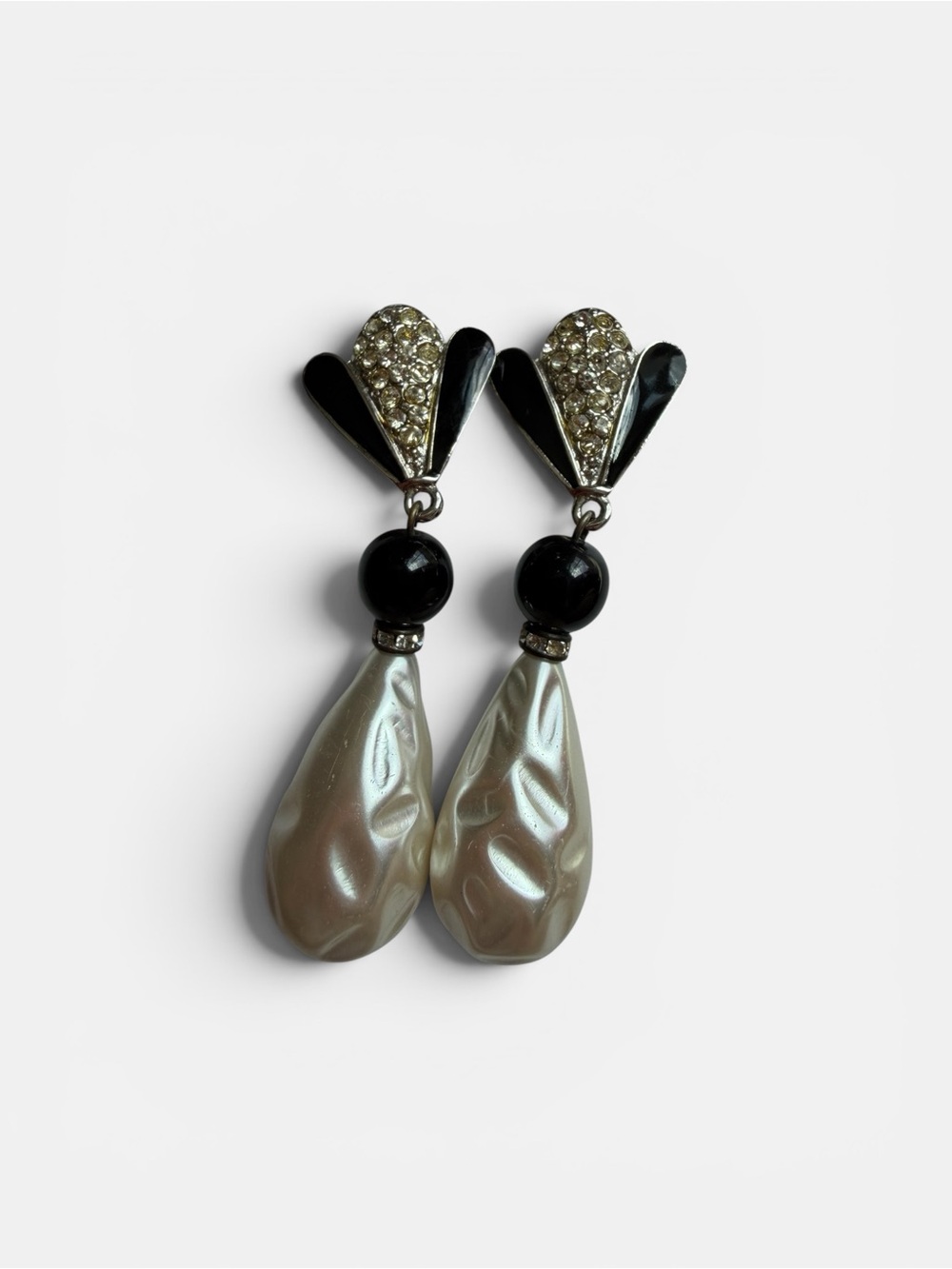 Vintage Art Deco Style Baroque Pearl Drop Clip-On Earrings